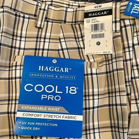 Haggar tan plaid shorts Big and Tall stretch shorts - Picture 3 of 7